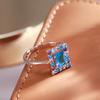 Four Color Full Zircon Blue Square Rings for Women Geometric Personality Party Jewelry