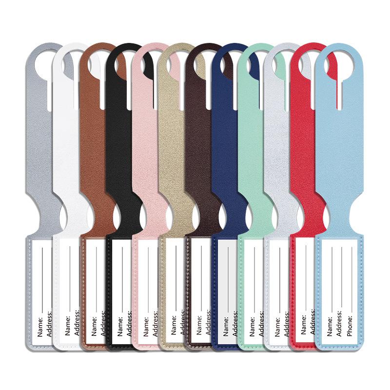 Fashion Cute Luggage Tag PU Anti Loss Travel Luggage Tag Solid Color Luggage Tags Suitcase Tag ID Name Label Travel Accessories