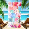 Tropical Beach Destination Collage Beach Towel – Oversized Quick Dry Sand Free with Hibiscus & Seashell Print