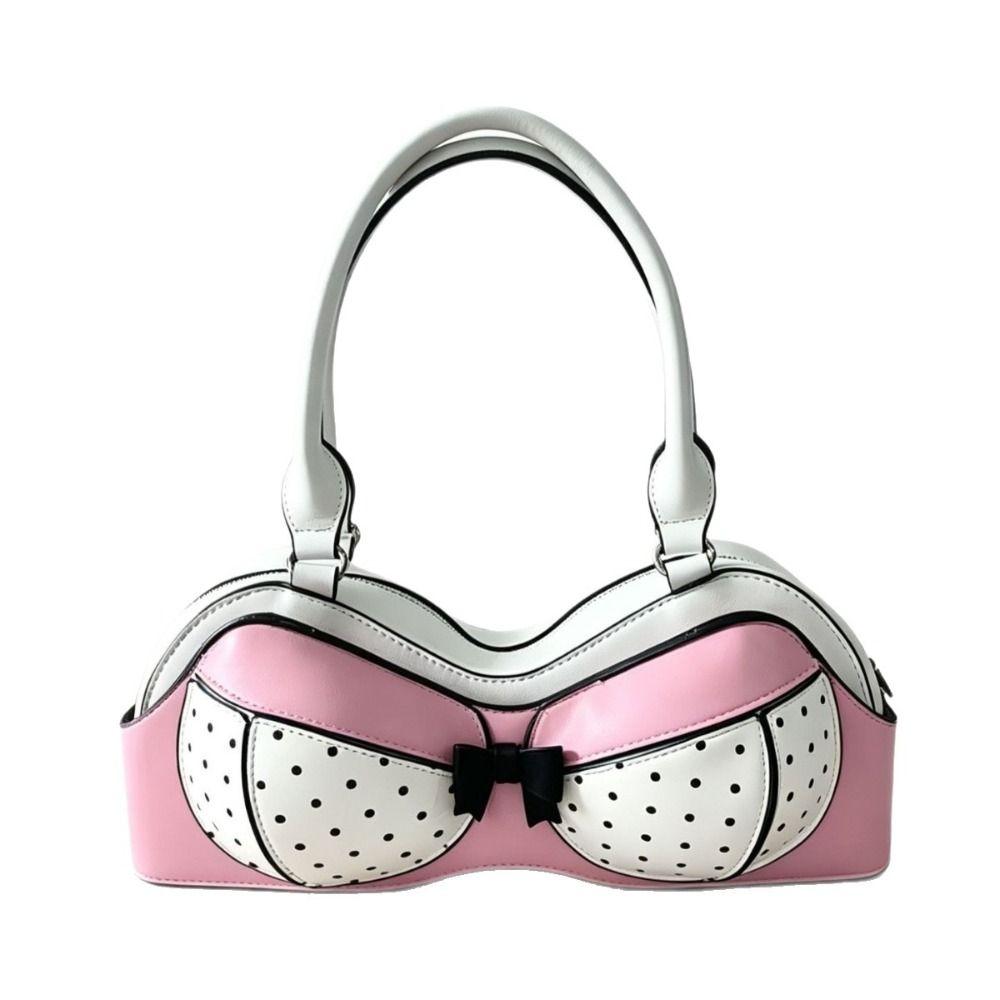Bra Shape Pink Bikini Handbag Korean Style Underarm Bag Casual Printing Handbag  Ladies