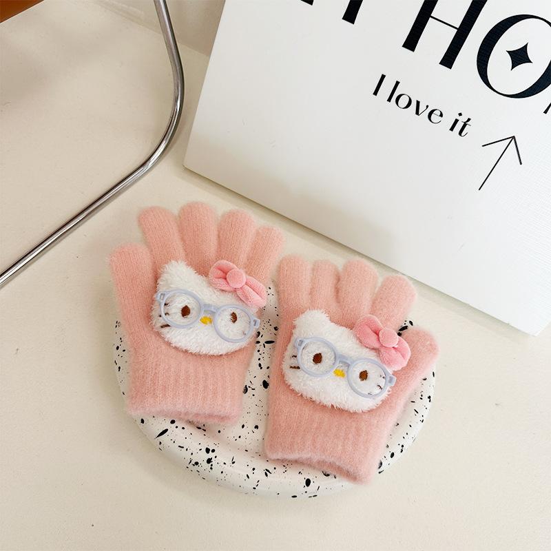 Neue Kinderhandschuhe Koreanisch Niedlich Cartoon Brille Fünffingerhandschuhe Warme Fingerhandschuhe für Jungen und Mädchen