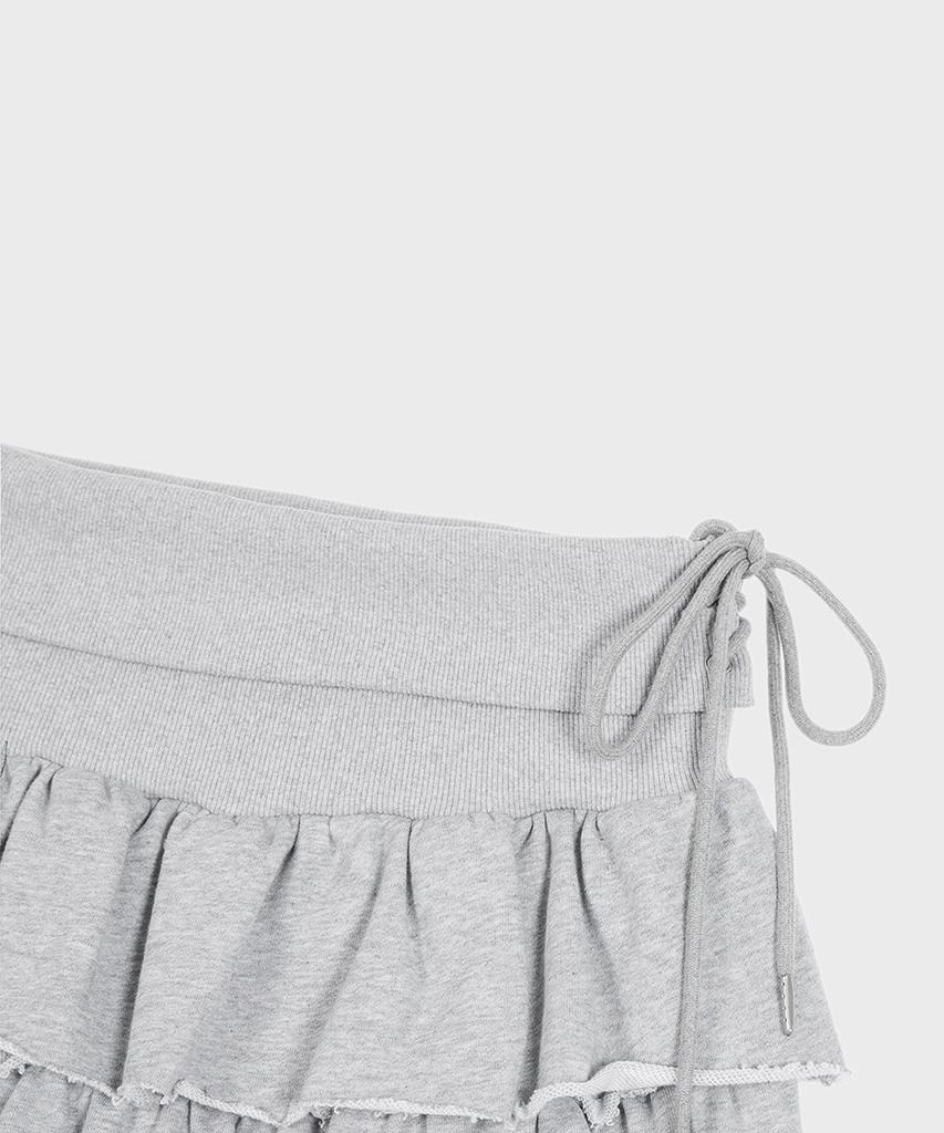 Alkialka Ruffle Jersey Skirt (Gray)