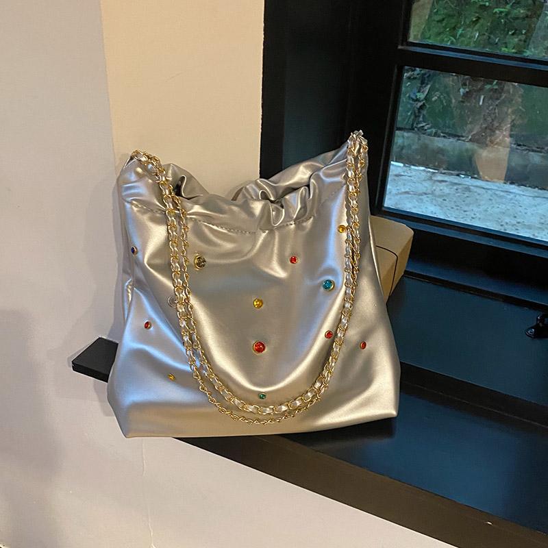 Fashion Women's PU Leather One Shoulder Bag  New Diamond Design Handbag Large Capacity Lazy Style Student Commuting Tote Bag