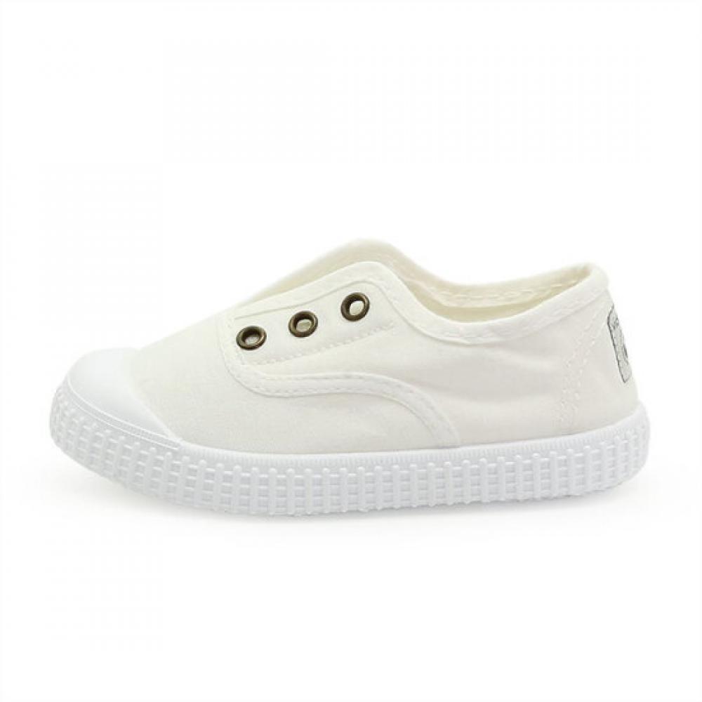 Victoria Shoes Kids Inglesa Washed Cotton Sneakers White 106627 Blanco
