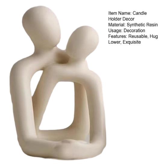 Romantic Wood Love Sculpture Resin Ornament Multifunctional Phone Holder Creative Candle Stand for Wedding Party Dinning Table Centerpieces Decoration