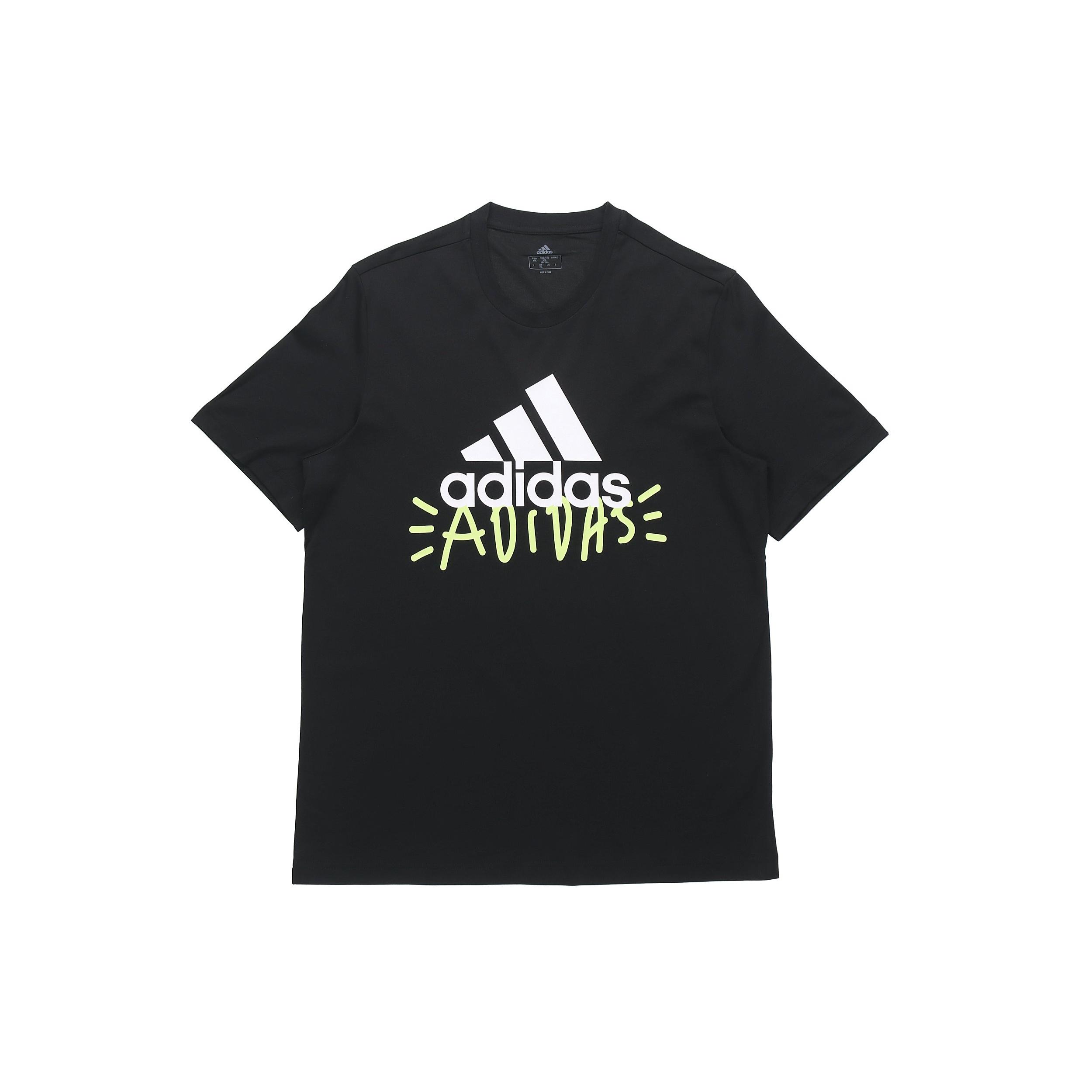 adidas logo Printing Round Neck Pullover Sports Short Sleeve Black Men s FN1727