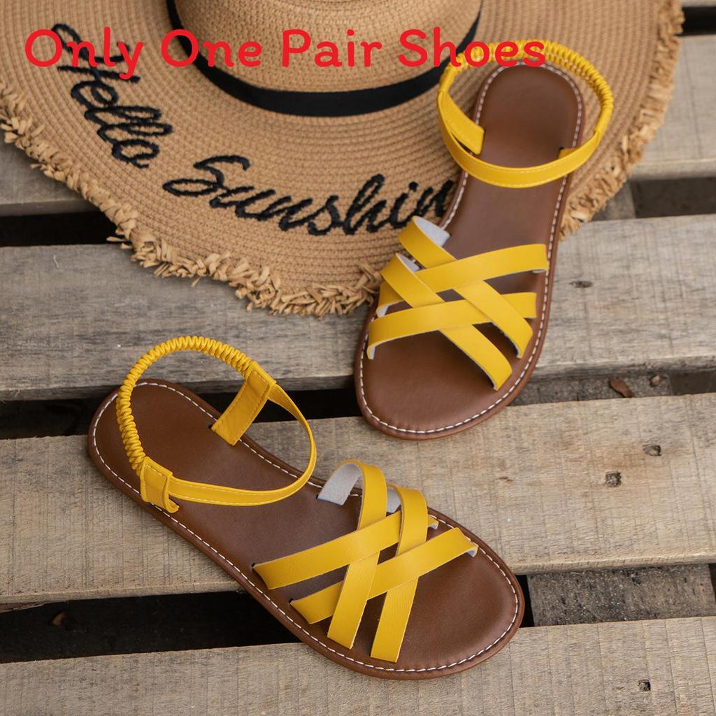 Summer Womens Woven Roman Sandals With Breathable Pu Upper For Beach Casual Wear