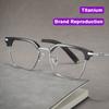 Luxury Brand Replication Acetate IP Cladding Pure Titanium Glasses Men Business Officially Eyebrow Frame Women Square Eyeglasses