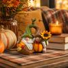 Kleine Ruimte Seizoensgebonden Ornamenten Herfst Kabouter Ornament, Hars Herfst Oogst Beeldjes met Pompoen En Binnen Tafelblad Display Zonnebloem Decor