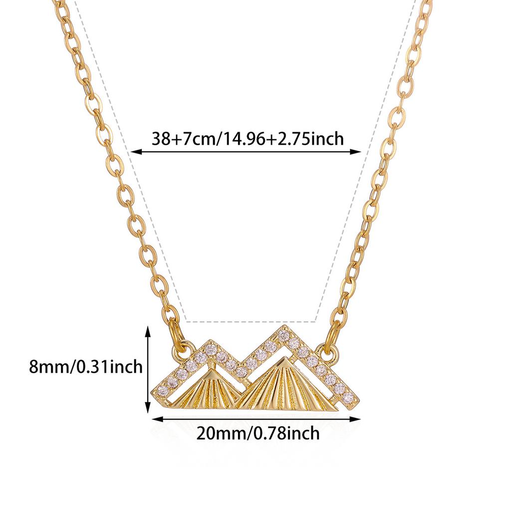 Stylish Mountain Necklace With Zircon For Women Gold Color Charm Elegant Nameplate Geometric Pendant Necklaces Wedding Jewelry
