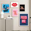Blue Bike Pink Feed Me Typographic Art Print Poster Lippy Lips Inspirational Saying Quotes Canvas Painting Wall Pictures Decor