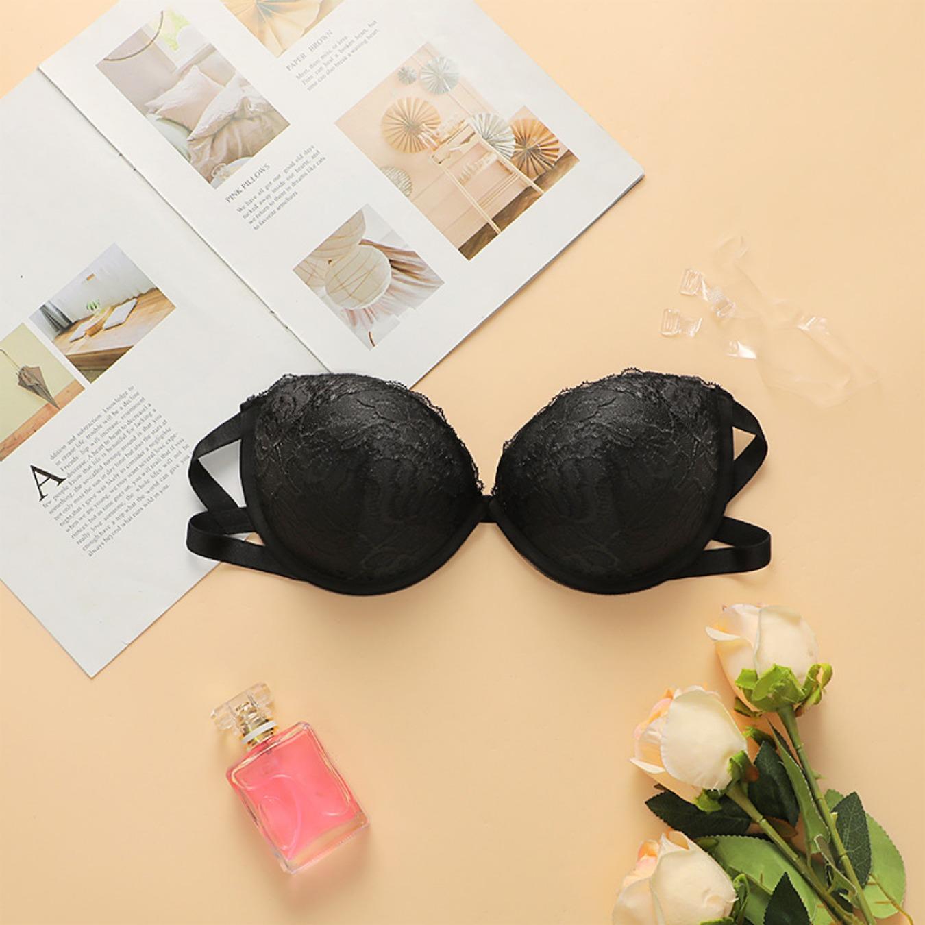 

Женский однотонный кружевной бюстгальтер Converge с регулируемой чашкой, дышащий бюстгальтер Push Up со стальными кольцами, удобный топ-бюстгальтер с бретельками 75B чёрный