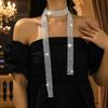 New High Quality Trendy 1.3 Meters Long Bling Scarf Neckerchief Sparkling Luxury Shiny Rhinestones Tie Choker Daily/Party/Dance