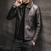 2021 Men's Thickened Fleece-Lined Leather Jacket with Lapel for Middle-aged and Elderly - Dad's Trendy Wear