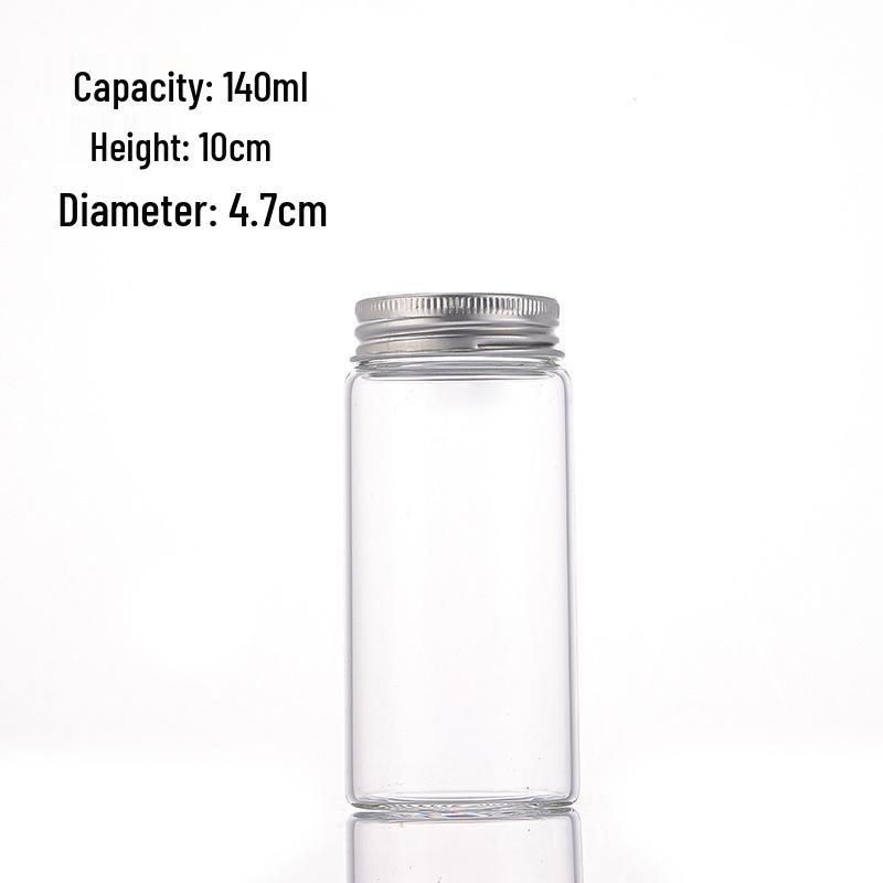 47mm Aluminum-Capped High Borosilicate Glass Bottle for Candy, Medicine Capsules, Cordyceps, and Floral Tea Packaging