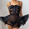 Hot In Sexy Lingerie For Woman Transparent Porno Teddy Costume Babydoll Lace Dress Plus Size Underwear Crotchless Sleepwear