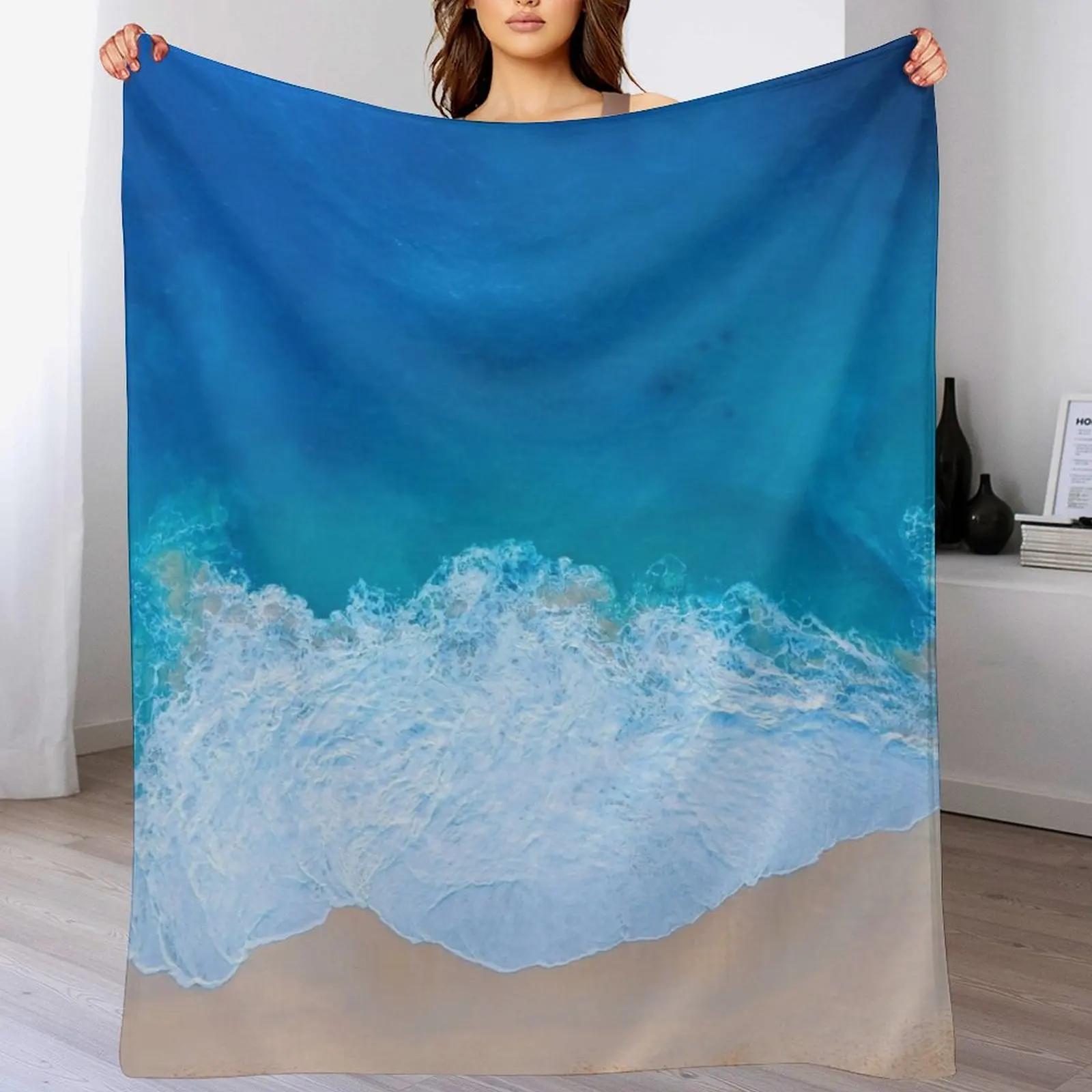 

Seaside and wave 7 Sea foam Aerial view Throw Blanket Soft Home Decor Blanket for Couch Bedroom 102x76cm(40x30in)