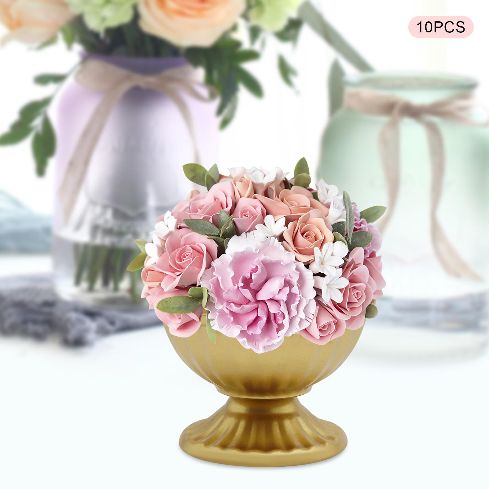 

10 Pcs Mini Gold Flower Vases 6.7cm Tall, Bright Golden Metal Vases for Table Centerpieces, Small Flower Arrangement Pots золотой