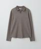 DUSTYWHITE Gray Boucle Striped Textured Collar T Shirt