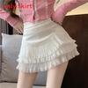 Cotton Blend Summer Womens Short Skirt With Lace Ruffle Hem For Casual Wear