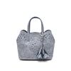 Daks Blue Cowhide Flower Punching Tote Bag S Dcba6e595b2