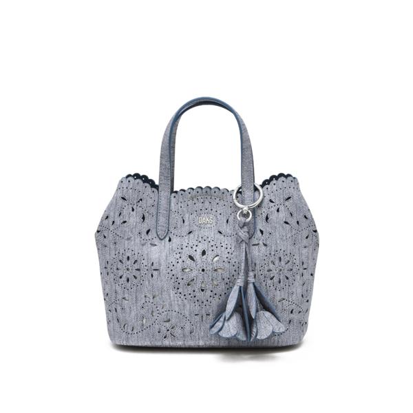 Daks Blue Cowhide Flower Punching Tote Bag S Dcba6e595b2