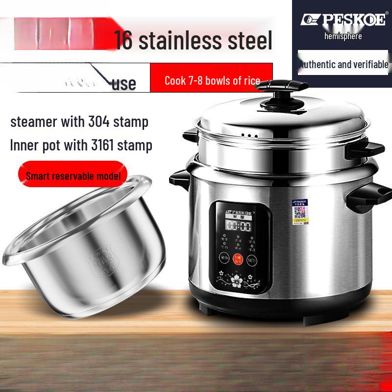 316 Stainless Steel Electric Rice Cooker, 5L Capacity, Ideal for 1-6 People - Cooks Porridge, Soup, and More