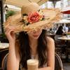 Wide Brims Beach Cap Elegant Straw Fisherman Hat With Floral Accents For Women Outdoor Beach Vacation And Sun Protection