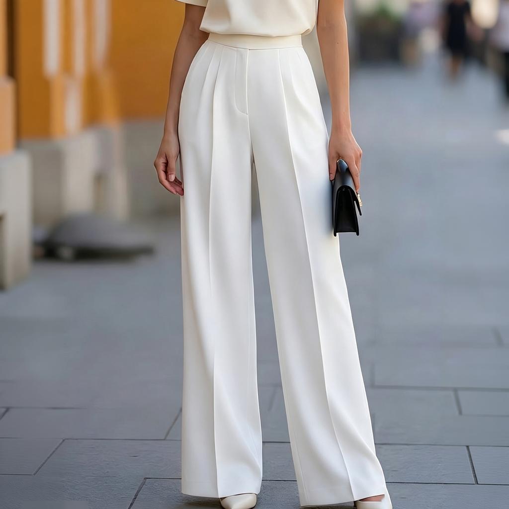 Women's High Waist Straight Leg Drape Dress Pants for Work
