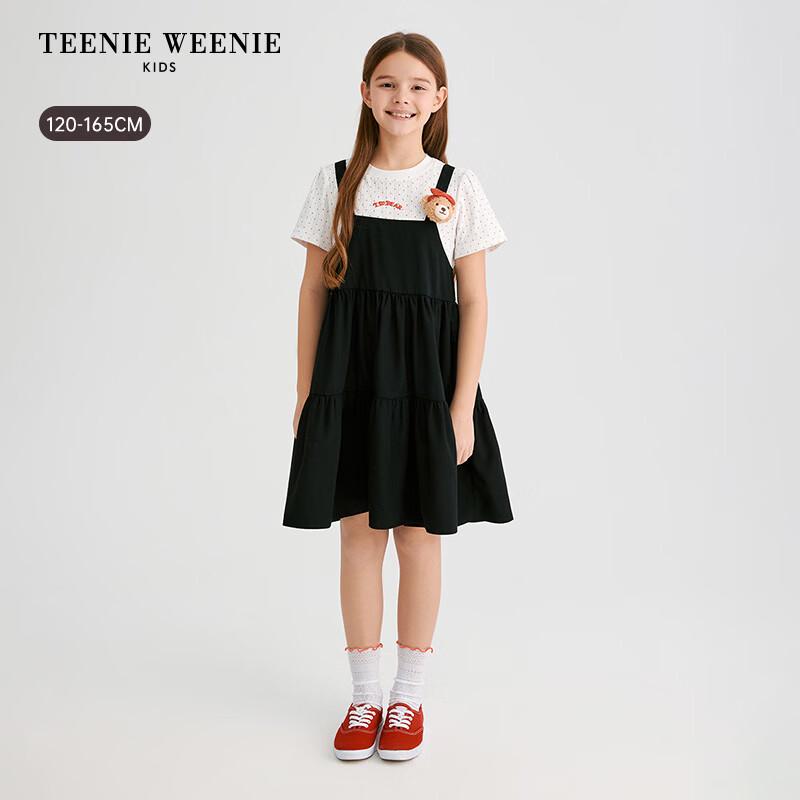 Teenie Weenie Kids Girl s Doll Patchwork Faux Two-Piece Short Sleeve Dress 140