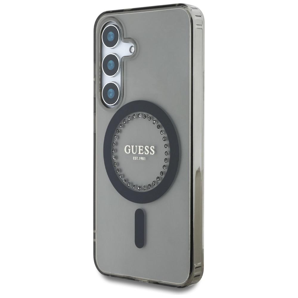 Hülle für Samsung Galaxy S25 Guess Strasssteine MagSafe schwarz