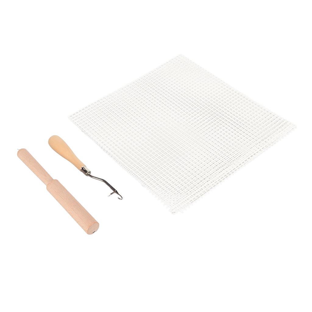 Latch Hook Tool Kit Blank Rug Hooking Mesh Canvas Wood Handle Crochet Hook for Carpet Tapestry