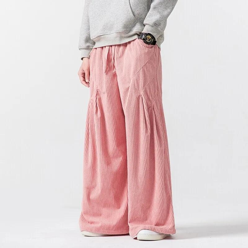 Heren Effen Kleur Corduroy Harembroek Heren Casual Oversized Wijde Pijpen Broek Mannelijke Oversized Jogger Harajuku Broek Heren Broek