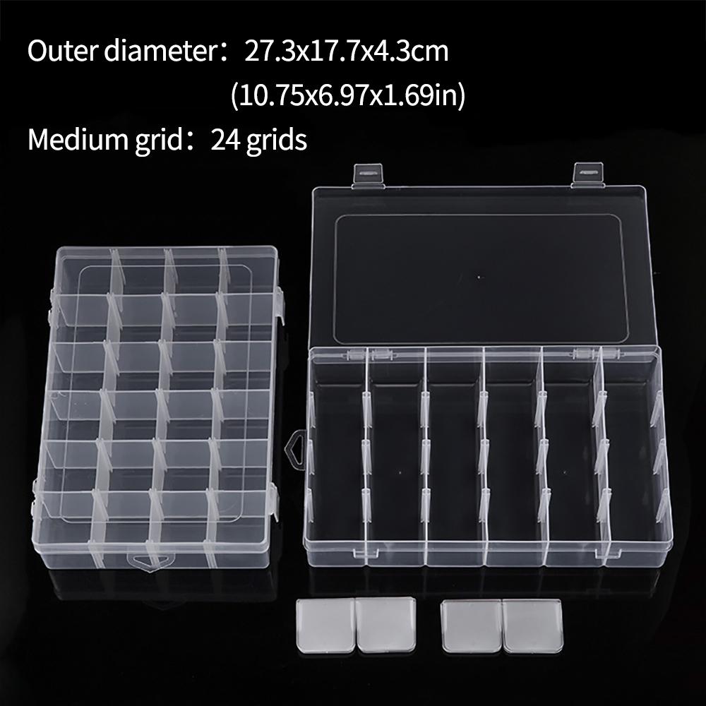 24 Grid Transparent Plastic Box Jewelry Box Beaded Components Fishing Gear Box Hardware Tools Packaging Storage Box