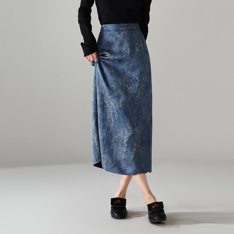 SOFSIL New Chinese Style Printed Mid-length Skirt L