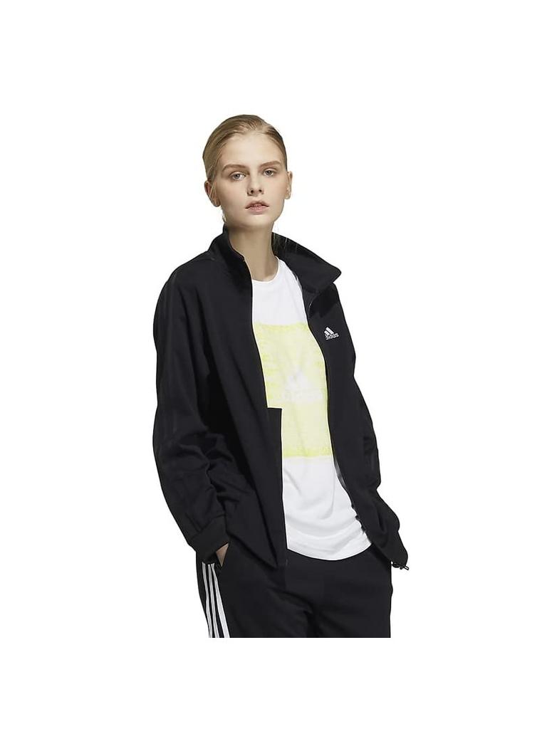 Adidas JIL43 Double Knit Track Size M Women's 3-Stripes Top, Black/Black (H29515),