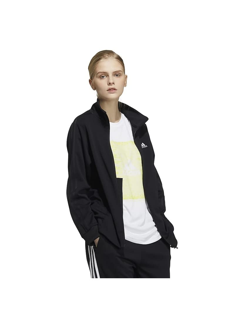 

Adidas JIL43 Double Knit Track Size M Women s 3-Stripes Top, Black/Black (H29515),