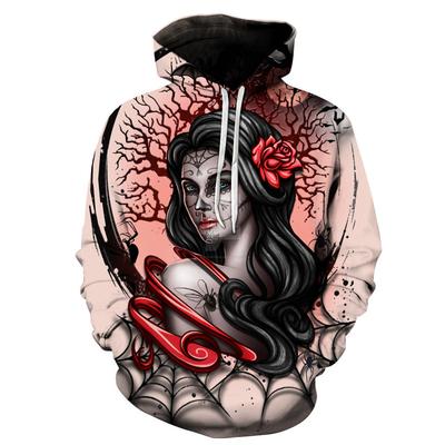 Erkekler Hoodies Kazak 3D Baskı Uzun Saç Güzellik Kafatası Streetwear Harajuku Kazak Hip hop Ceket Büyük Boy Hoodie Bahar Sonbahar