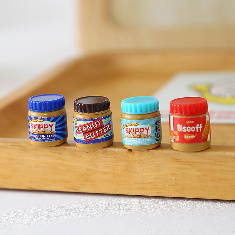 6pcs Miniature Dollhouse Simulation Of Peanut Butter Model Decor Toy Doll Accessories Toy Model Home Decoration