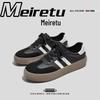 Meiretu Men's Trendy Retro German Trainer Sneakers - Superfiber Leather, Unisex, Flat Skate Style  