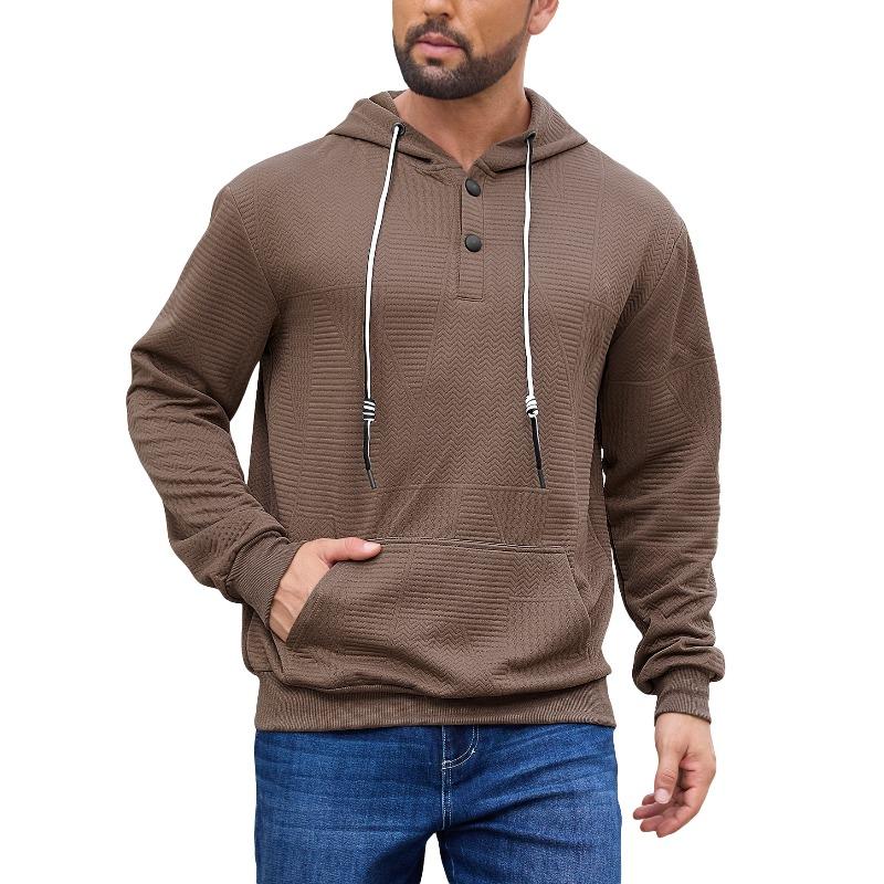 

Весенне-осенний пуловер однотонный жаккардовый повседневный спортивный свободный с длинным рукавом с капюшоном полукардиган свитер мужской XXXL темно-коричневого