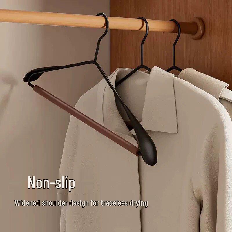Nordic Style Iron & Beech Wood Luxury Clothes Hanger - High-Grade Solid Wood with Wide Shoulder and Anti-Corner Design.