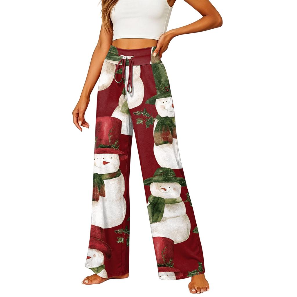 Women's Elastic Waist Casual Straight Leg Pants with Pockets for Everyday Wear