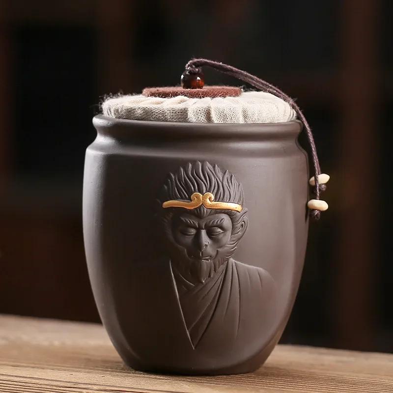 

Purple Sand Tea Containers Ceramic Small Number Sealed Pot White Tea Caddy Tea Canister