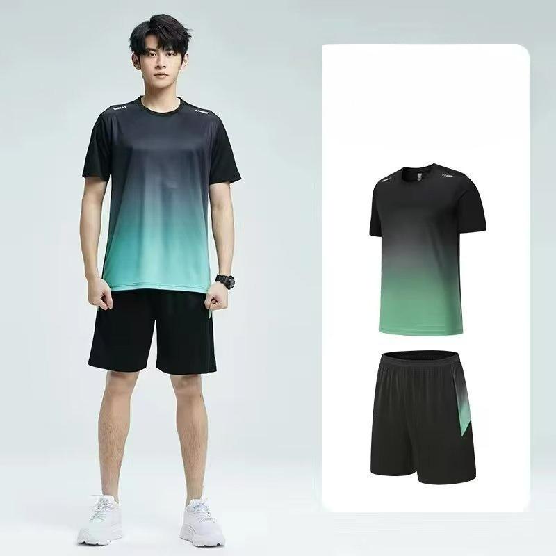 Fitness Clothes Men's Simple Quick-drying Sportswear Suit Summer Short-sleeved T-shirt Morning Running Basketball Training Room Shorts
