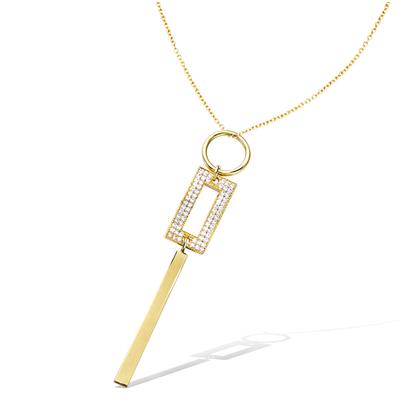 [Q4044] - Gold Plated Pendant 'Sissi' White Gold - 55x10 Mm