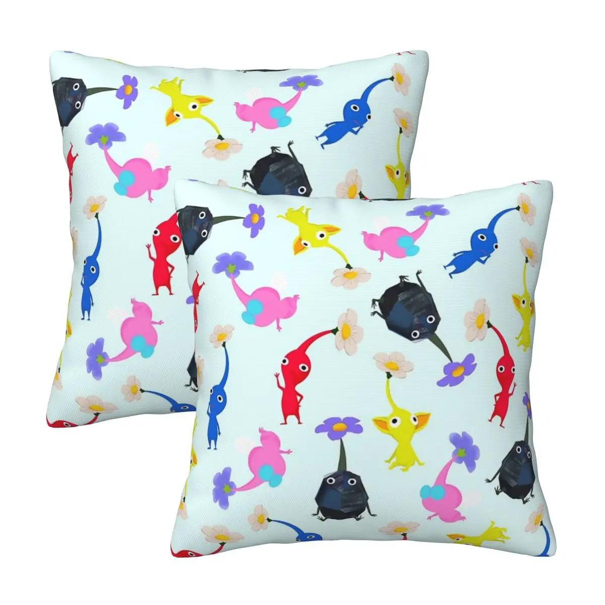 Pikmin 2 Pcs Square Pillowcase Pillow Cover Cushion Zip Decorative Comfort Throw Pillow For Home Living Room Peach skin 18*18(CM)-2Pcs