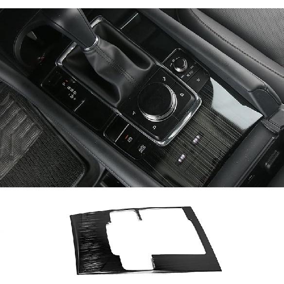 Car Accessories Fit for 2024 2025 Mazda 3 Axela Interior Gear Shift Knob Console Media Panel Cover Trim (Carbon Fiber Style) Stainless Steel 1