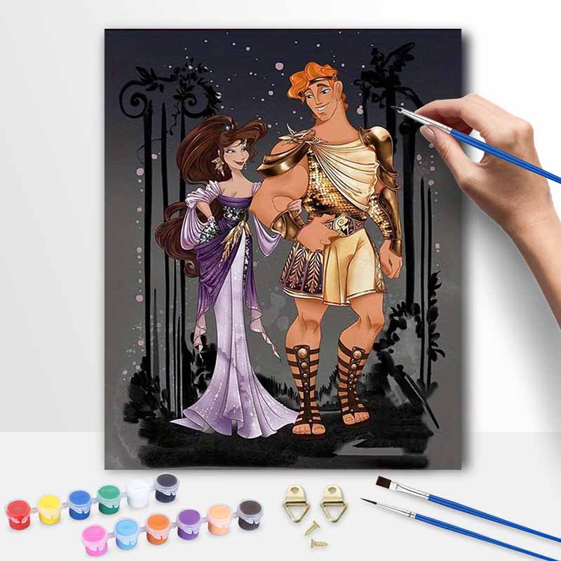 Disney Hercules Megara digital oil painting diy coloring handpainted filling home decoration art craft wall canvas gift 130 characters 20x30cm