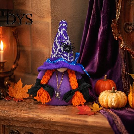 Ghost Festival Table Decor Halloween Witch Plush Gnomes, Cute Faceless Dwarf Doll with Soft Gifts Spider Bat, Home Office Indoor Party Gnome